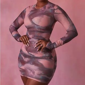 Oh Polly Constellations Mesh Dress in Blush